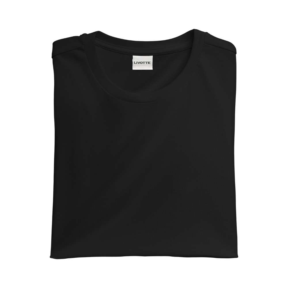 Livotte  folded organic cotton T-shirt in black color