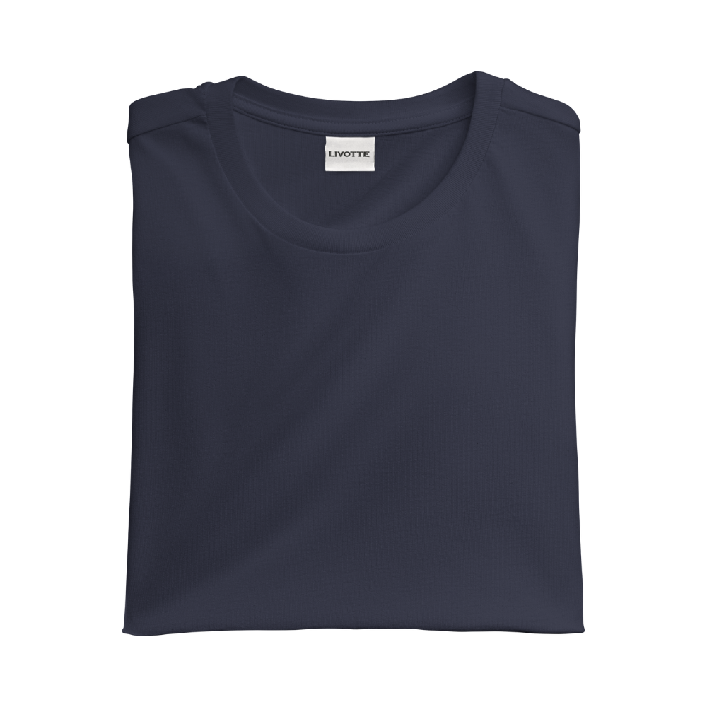 Livotte  folded organic cotton T-shirt in navy color